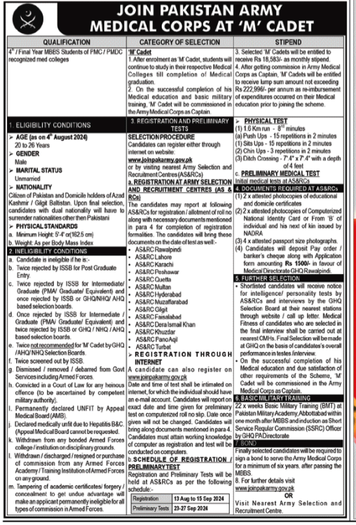 Pak Army Jobs 2024